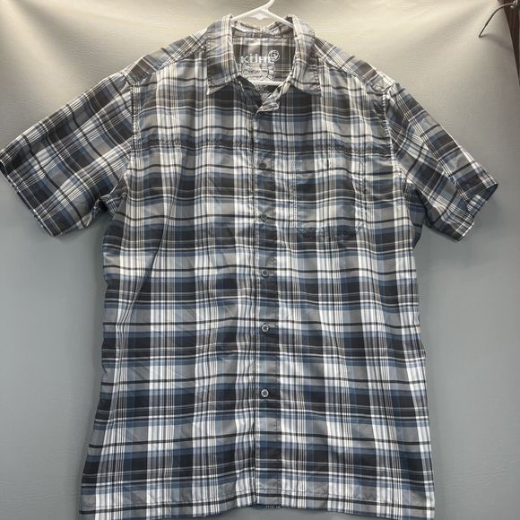 Kuhl Other - KUHL Mens Large Mountain Grown Metal Button Blue Gray Plaid Hiking Outdoor